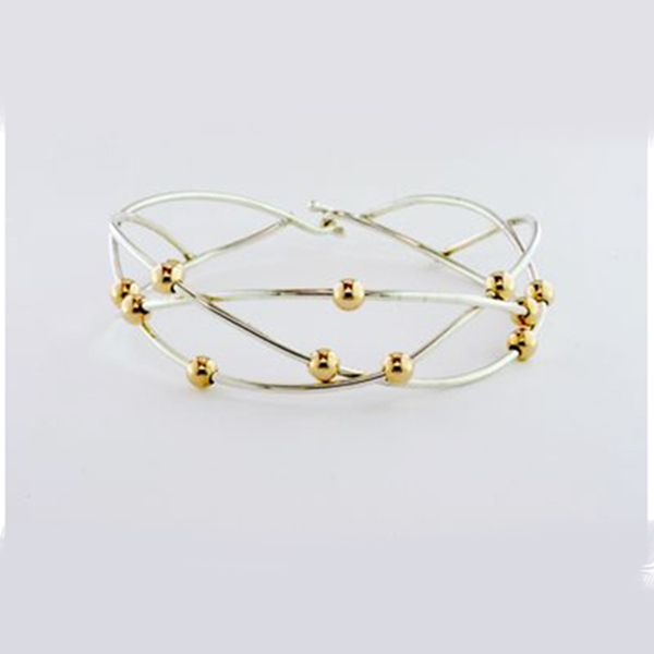 Sterling Silver and Gold Ball Bangle J. Thomas Jewelers Rochester Hills, MI