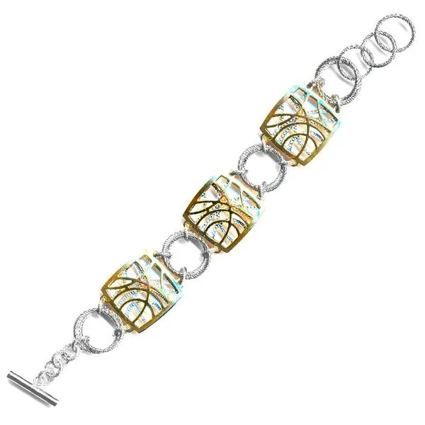 Sterling Silver and 18 Karat Yellow Gold Plated Contempo Bracelet by Frederic Duclos J. Thomas Jewelers Rochester Hills, MI