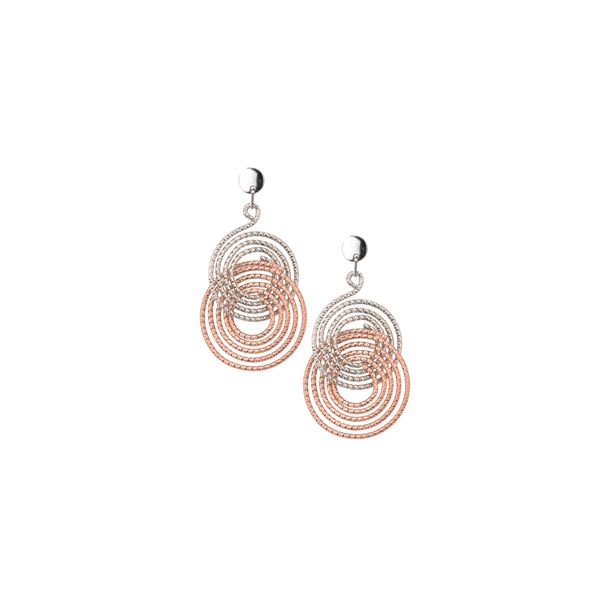 Frederic Duclos Sterling Silver and Rose Gold Plated Swirl Drop Earrings J. Thomas Jewelers Rochester Hills, MI
