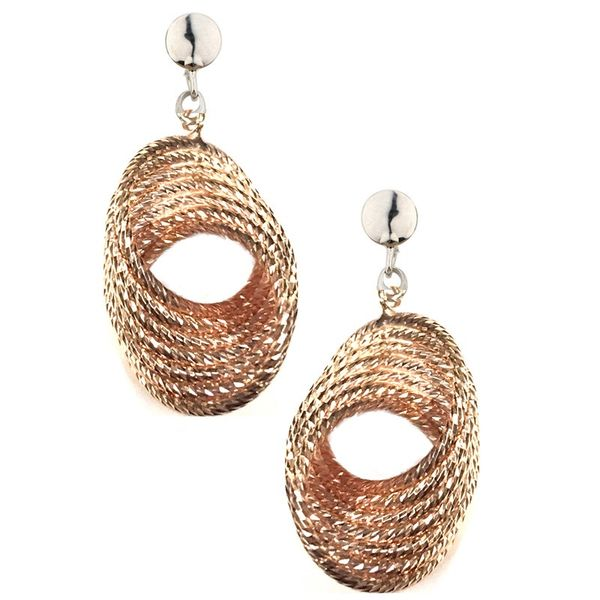Sterling Silver and 18 Karat Rose Gold Plated Super Twist Earrings by Frederic Duclos J. Thomas Jewelers Rochester Hills, MI