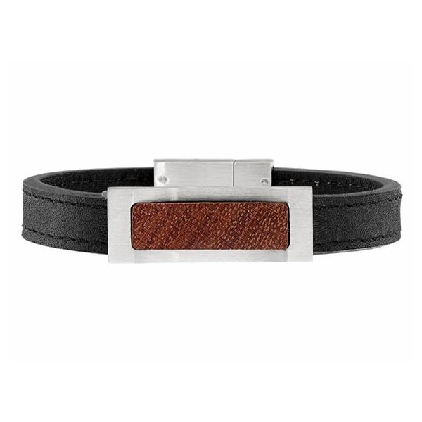 Stainless Steel and Leather Bracelet J. Thomas Jewelers Rochester Hills, MI