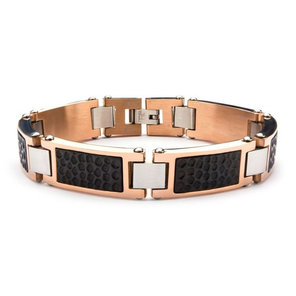 Steel Tri-Tone Hammered Link Bracelet. J. Thomas Jewelers Rochester Hills, MI