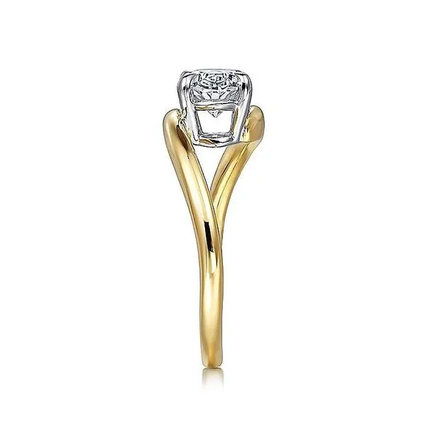 14K White and Yellow Gold Bypass Oval Diamond Engagement Ring Image 4 Koerbers Fine Jewelry Inc New Albany, IN