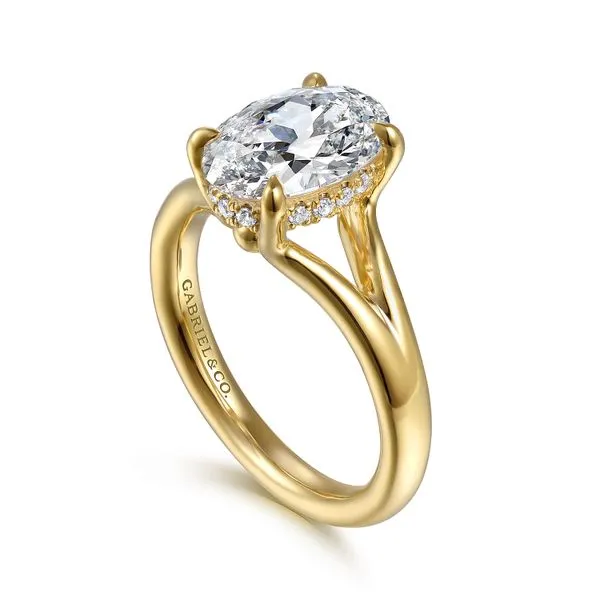14K Yellow Gold Split Shank Hidden HaloDiamond Engagement Ring Image 3 Koerbers Fine Jewelry Inc New Albany, IN