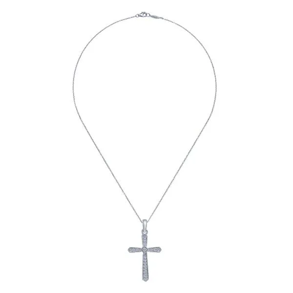 14K White Gold Diamond Cross Pendant Necklace Image 2 Koerbers Fine Jewelry Inc New Albany, IN