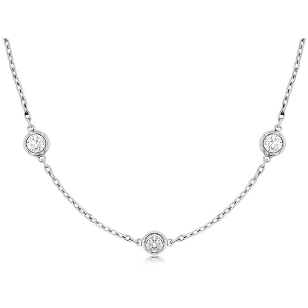 14K White Gold 15 Station Diamond Necklace Koerbers Fine Jewelry Inc New Albany, IN