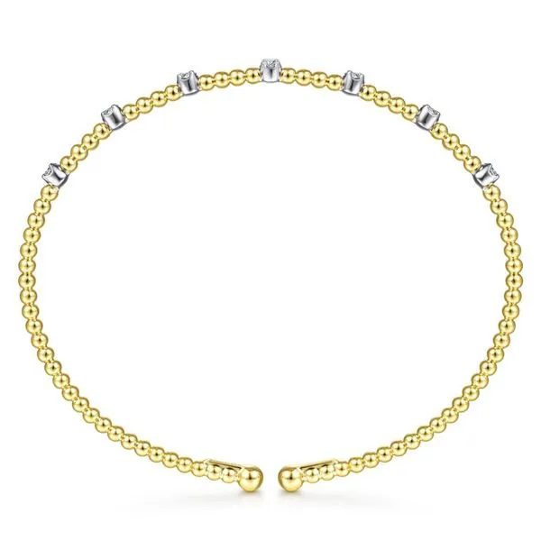 14K White and Yellow Gold Bujukan Bead Cuff Bracelet Image 3 Koerbers Fine Jewelry Inc New Albany, IN