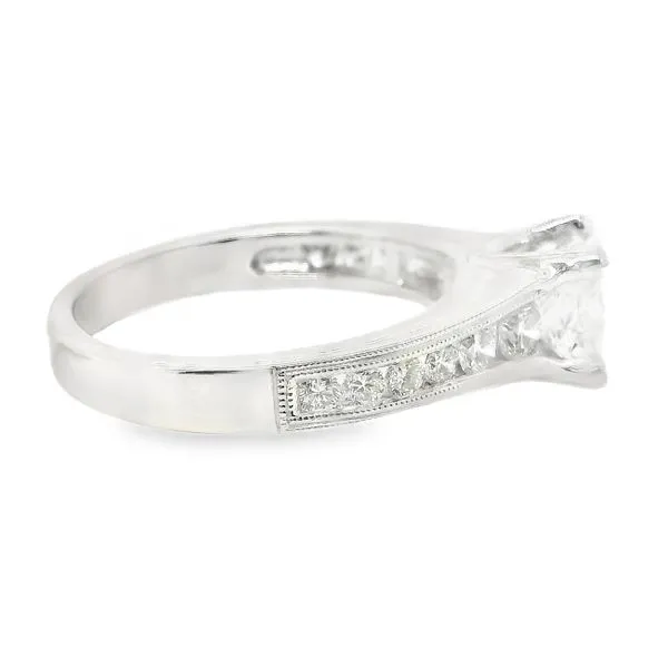 Estate 14K White Gold Zeghani Channel Set With Millgrain Engagement Ring Image 2 Koerbers Fine Jewelry Inc New Albany, IN