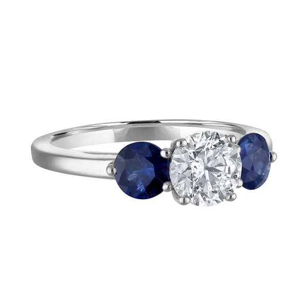 14KW Diamond and Sapphire Three Stone Ring Image 2 Kiefer Jewelers Lutz, FL