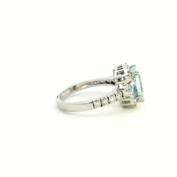 14KW Aqua Marine and Diamond Fashion Ring Image 3 Kiefer Jewelers Lutz, FL