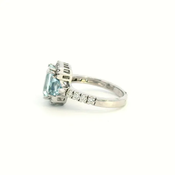14KW Aqua Marine and Diamond Fashion Ring Image 4 Kiefer Jewelers Lutz, FL