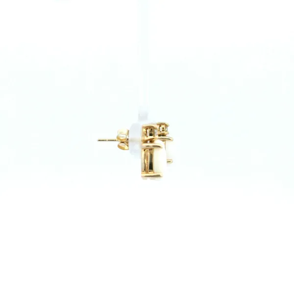 14KY Oval Opal and Diamond Stud Earrings Image 3 Kiefer Jewelers Lutz, FL