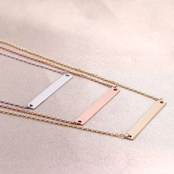 14kt Yellow Gold Small Bar Necklace Image 3 La Mine d'Or Moncton, NB