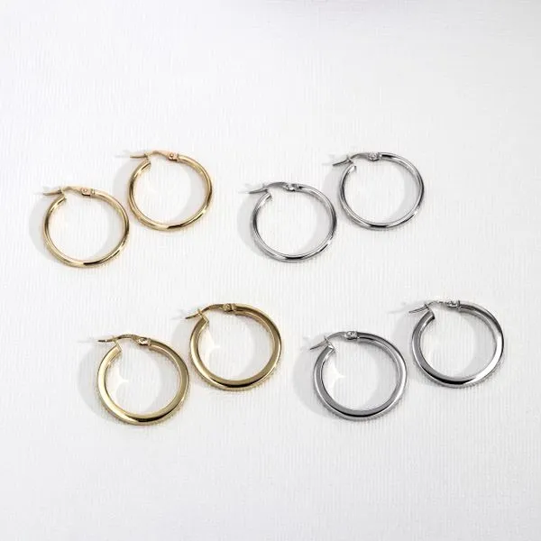 10kt Yellow Gold Medium Flat Hoop Earrings Image 4 La Mine d'Or Moncton, NB