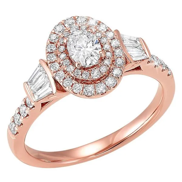 Rose Gold Oval Shape Diamond Engagement Ring With Double Halo Layne's Jewelry Gonzales, LA