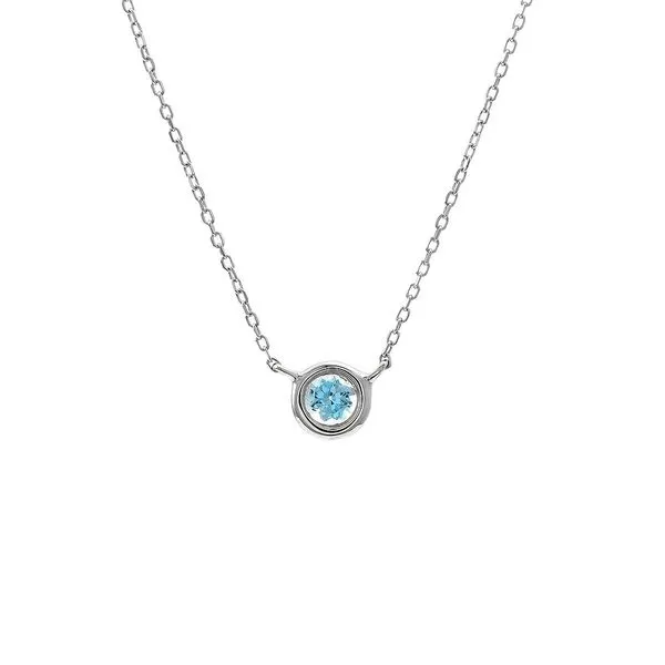White 14Kt Bezel Set Blue Topaz Necklace Lee Ann's Fine Jewelry Russellville, AR