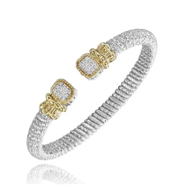 Alwand Vahan 6mm .18ctw Diamond Cuff in Sterling Silver and Yellow Gold Lumina Gem Wilmington, NC