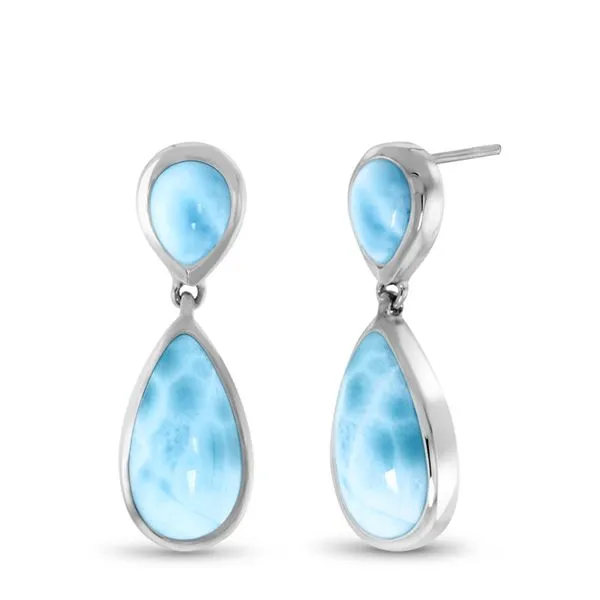 Marahlago Double Pear larimar earrings Lumina Gem Wilmington, NC