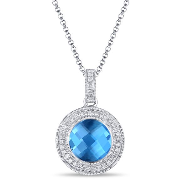 Luvente Blue Topaz and Diamond Necklace -16