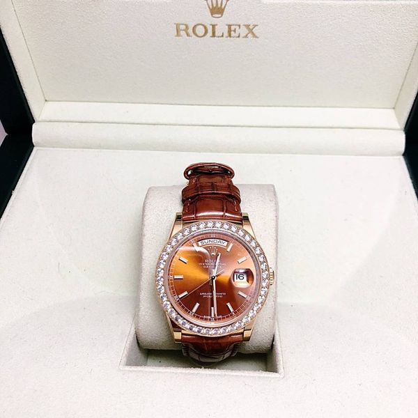 rolex watch - 18ky gold and leather band
