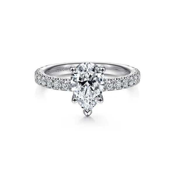 14K White Gold Engagement Ring | 1.01CT Pear-Shaped E VVS2 Lab-Grown Diamond with .54CTW Round Accents MarBill Jewelers Belle Vernon, PA
