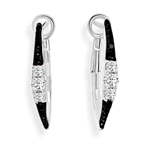 4K W/G BLACK AND WHITE DIAMOND MARQUISE HOOPS 0.24CT WHITE DIAMONDS  0.17 CT BLACK DIAMONDS MarBill Jewelers Belle Vernon, PA