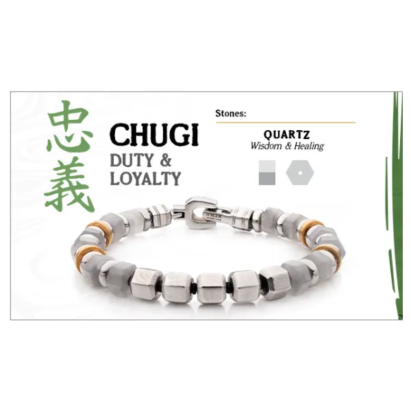 Bushido Loyalty Bracelet with Quartz, Makume Gane, and Brass Beads MarBill Jewelers Belle Vernon, PA