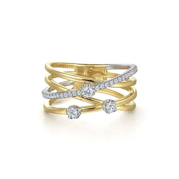 Two Tone Gold 4-Row Diamond Ring Mark Jewellers La Crosse, WI