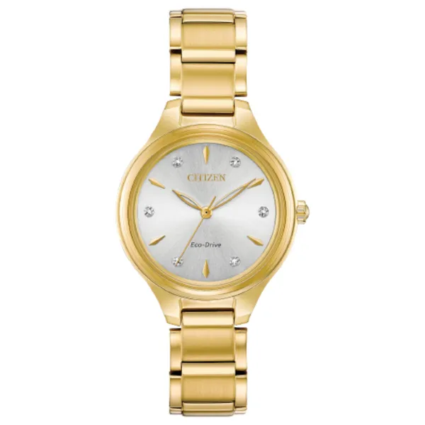 Ladies' Eco-Drive Goldtone Diamond Accent Watch Mark Jewellers La Crosse, WI