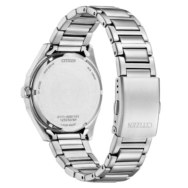 Gents' Eco-Drive Silvertone Green Dial Watch Image 2 Mark Jewellers La Crosse, WI