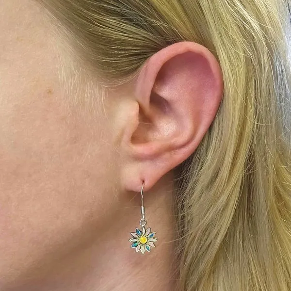 Sterling Opal Inlay Daisy Drop Earrings Image 2 Mark Jewellers La Crosse, WI