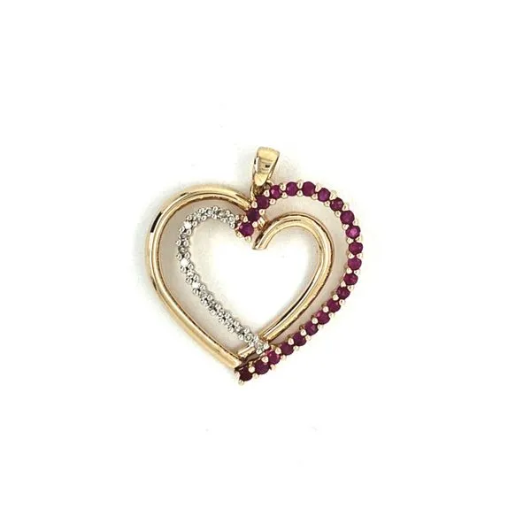 Estate Yellow Gold Red & White Stone Pendant Mark Jewellers La Crosse, WI