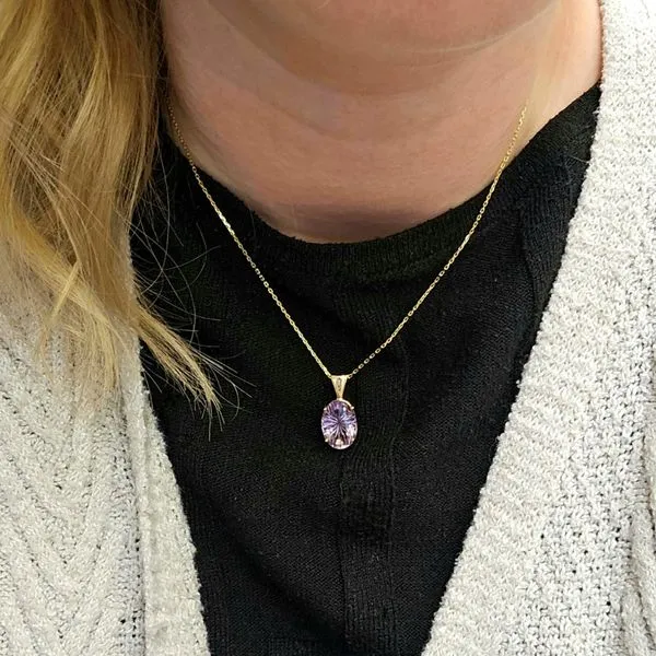 Estate Yellow Gold Oval Amethyst Pendant Image 3 Mark Jewellers La Crosse, WI