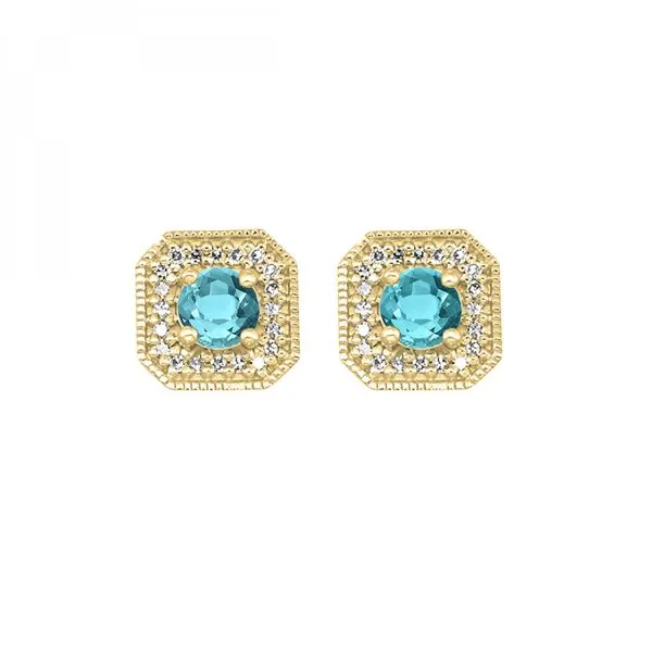 10kt Yellow Gold Aquamarine and Diamond Earrings Mees Jewelry Chillicothe, OH