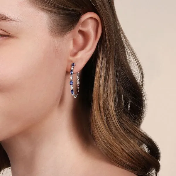 Gabriel & Co. Sapphire & Diamond Hoops Image 2 Meigs Jewelry Tahlequah, OK