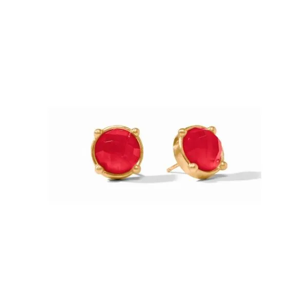 Yellow Gold Plated Honey Stud Earrings with Iridescent Strawberry Stones Meigs Jewelry Tahlequah, OK