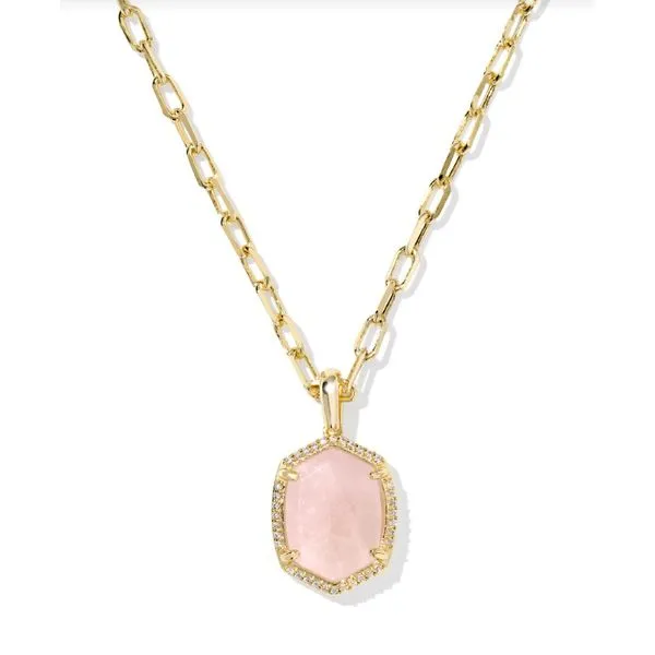 Rose Quartz Daphne Pave Drop Necklace Meigs Jewelry Tahlequah, OK