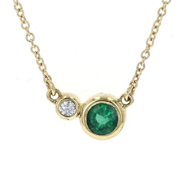 Emerald & Diamond Bezel Set Station Necklace Miner's Den Jewelers Royal Oak, MI