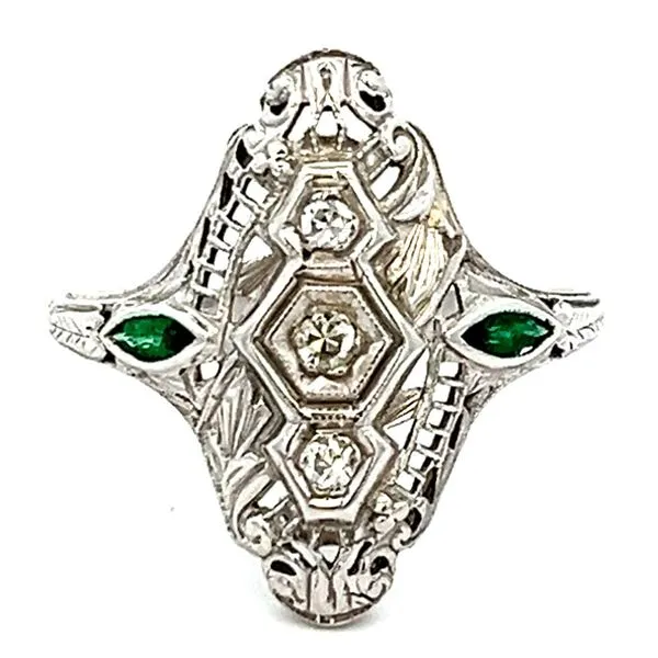 Vintage Emerald & Diamond Estate Ring Image 2 Miner's Den Jewelers Royal Oak, MI