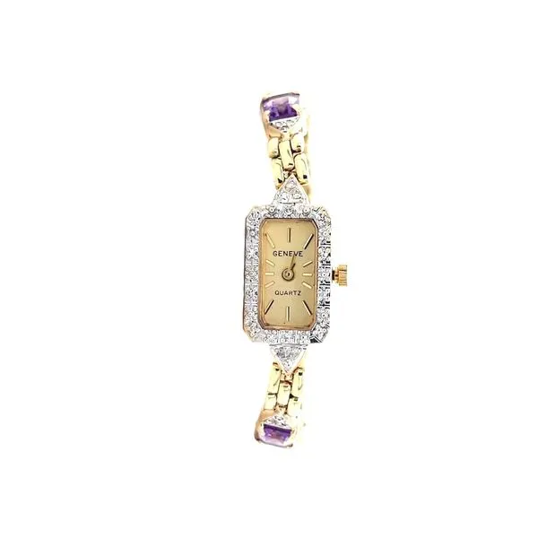 14K Yellow Gold Estate Geneva Diamond, Amethyst, and Topaz Quartz Dress Watch Minor Jewelry Inc. Nashville, TN
