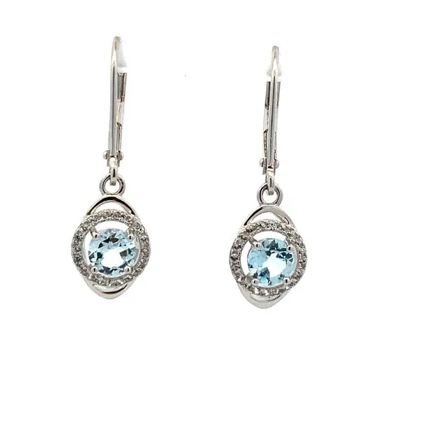 White Rhodium-Plated Sterling Silver Drop Earrings with Sky Blue Topaz and CZ Accents Molinelli's Jewelers Pocatello, ID