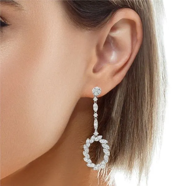 White Gold Lattice Diamond Earrings – Radiance Image 2 Mollys Jewelers Brooklyn, NY