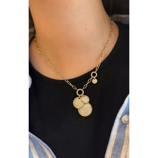 Yellow Gold CircleDrop Diamond Pendant Necklace – 3.2ct Image 2 Mollys Jewelers Brooklyn, NY