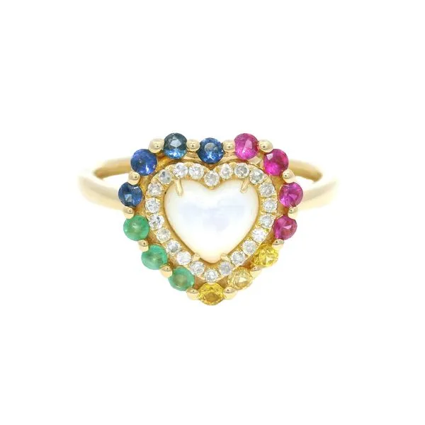 Rainbow Heart Ring – Mother of Pearl Glow Mollys Jewelers Brooklyn, NY