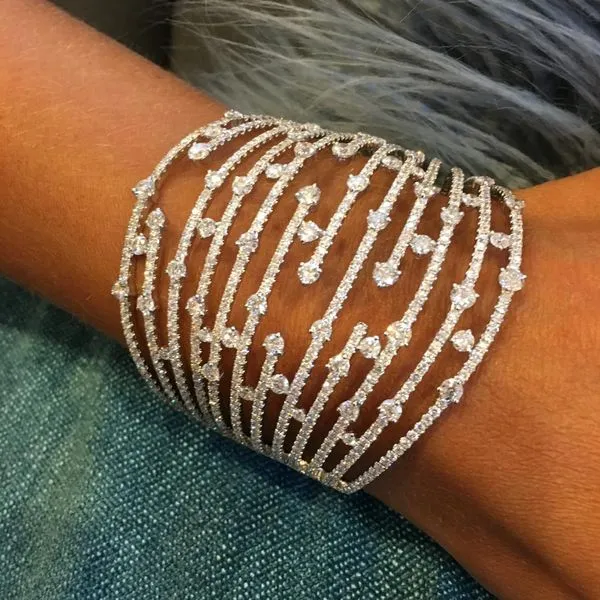 18Kt White Gold Diamond Cuff Bangle – 17.65 CTW Mollys Jewelers Brooklyn, NY