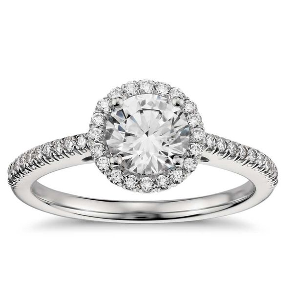 14K White Gold Round Halo Engagement Ring Moore Jewelers Laredo, TX