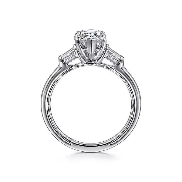 14K White Gold Three Stone Diamond Semi-Mount Ring Image 3 Moore Jewelers Laredo, TX