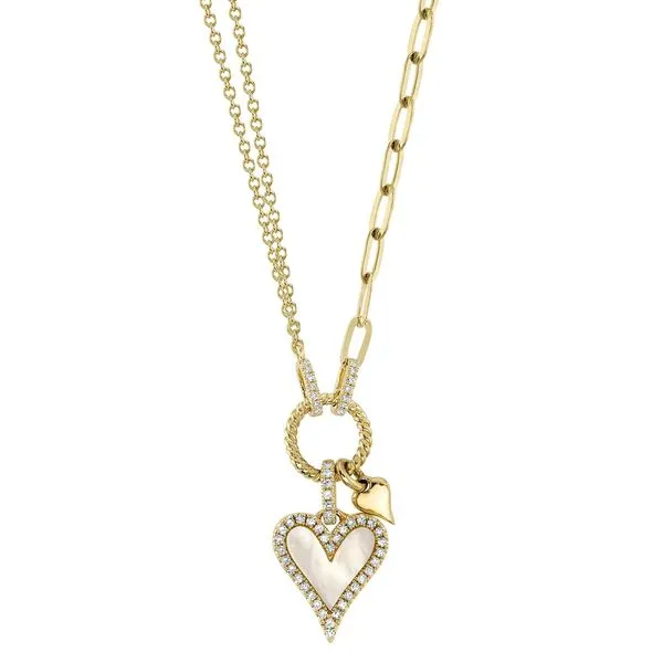 14K Yellow Gold Paper Clip and Heart Necklace Moore Jewelers Laredo, TX