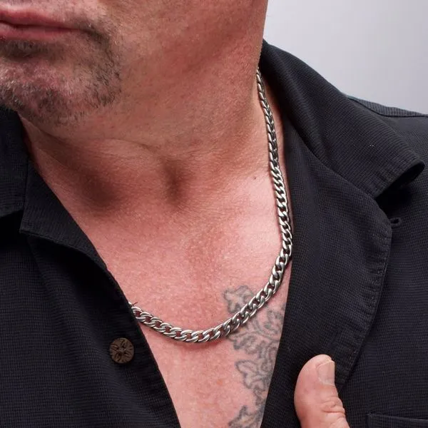 Two-Tone Stainless Steel Curb Chain Necklace Image 3 Morin Jewelers Southbridge, MA