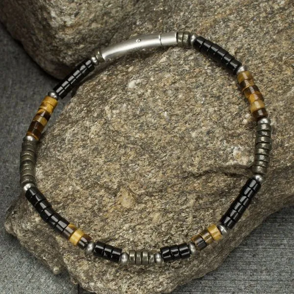Men's Stainless Steel Pyro Sentinel Heishi Bead Bracelet Image 2 Morin Jewelers Southbridge, MA